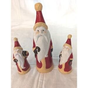 Santa Claus Father Christmas Ceramic Figurines Set Of Three